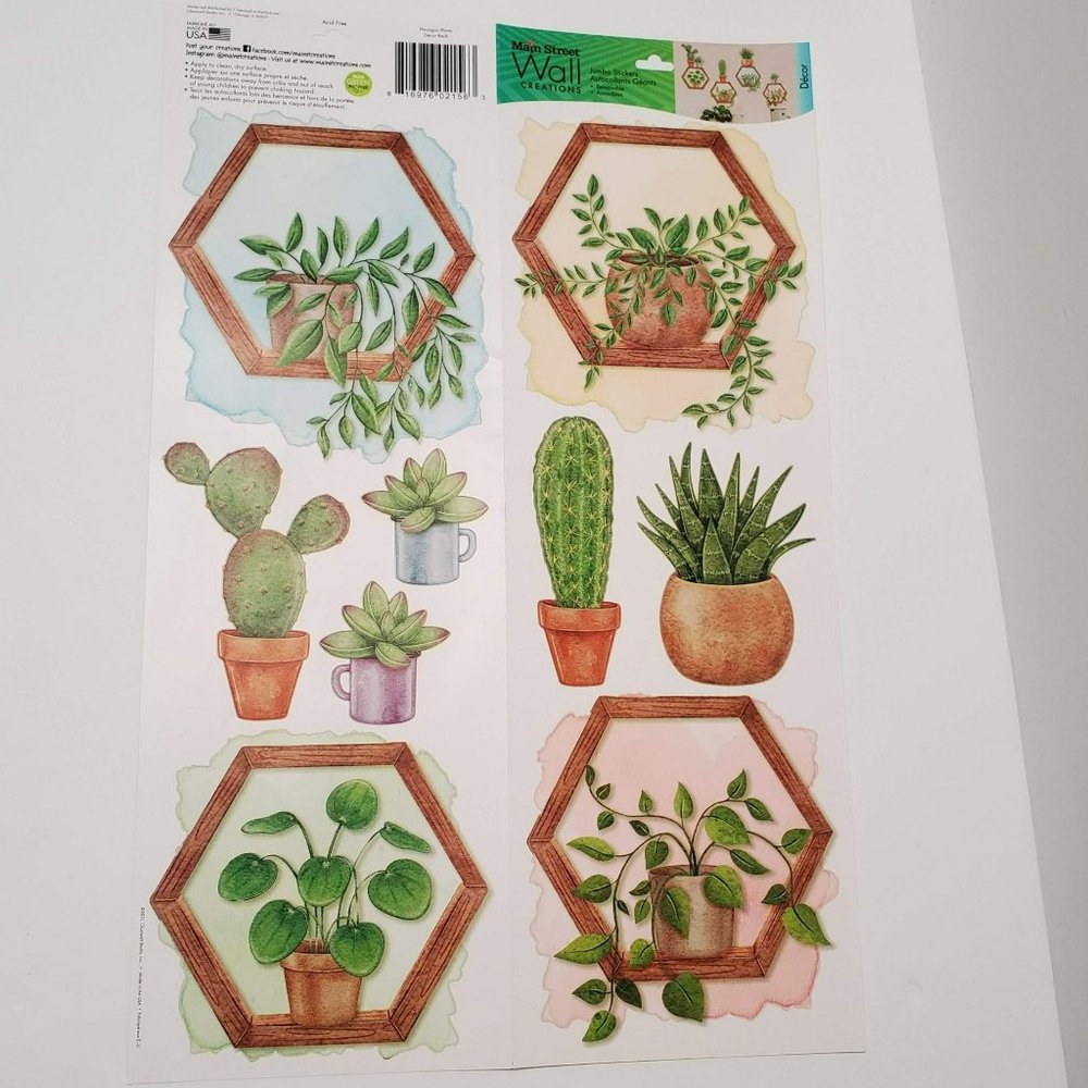 House Plant Wall Art, Succulents Cactus, Wall Stickers Decals, Succulent Decor